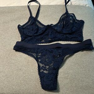 Else navy lace bra and panty set 32DD